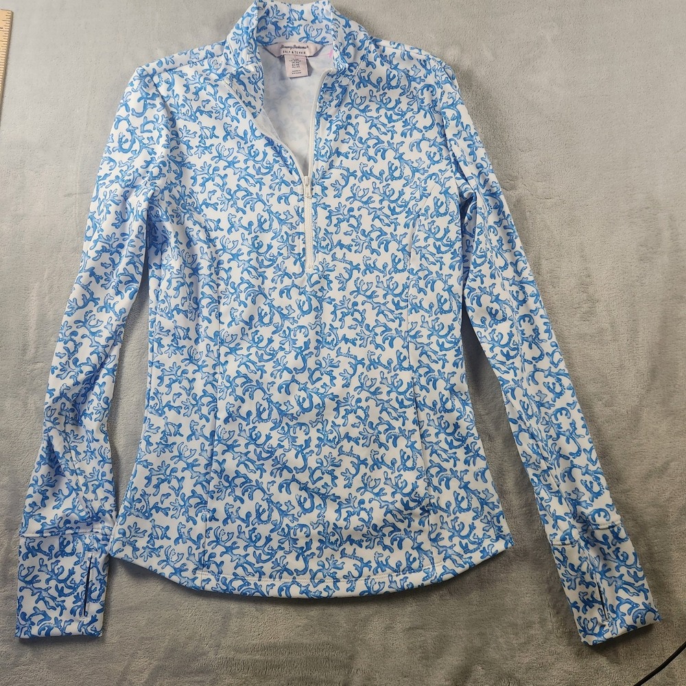 Tommy Bahama XS Coral Reef Long Sleeve‎ 1/4 Zip Golf Tennis Top UPF 50